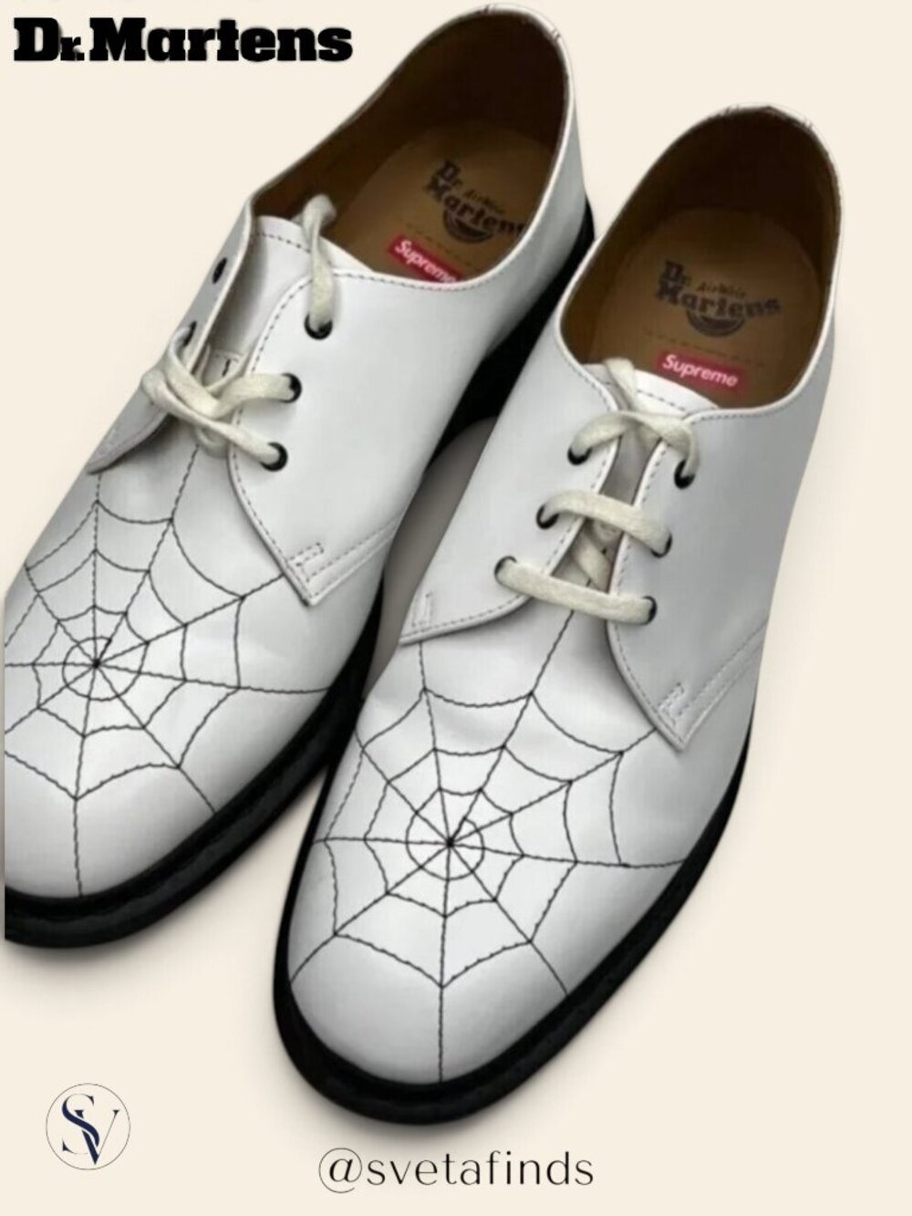 RARE NIB Dr. Martens 3-Eye Supreme Spiderweb White Oxfords Size 12